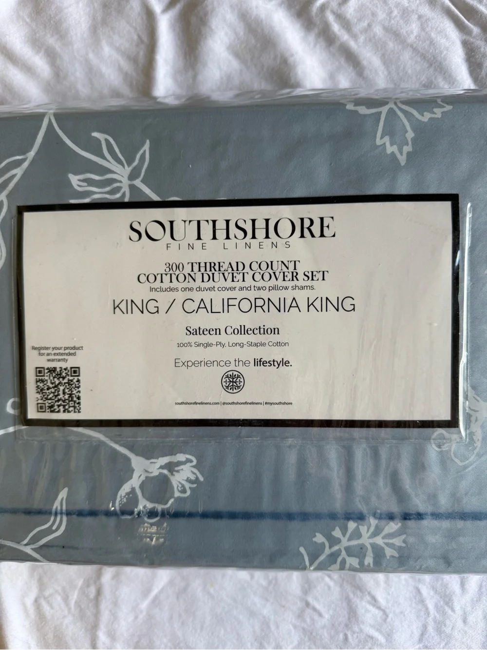 NWT Southshore Fine Linens 300TC Cotton Duvet Cover Set —King/Cal King